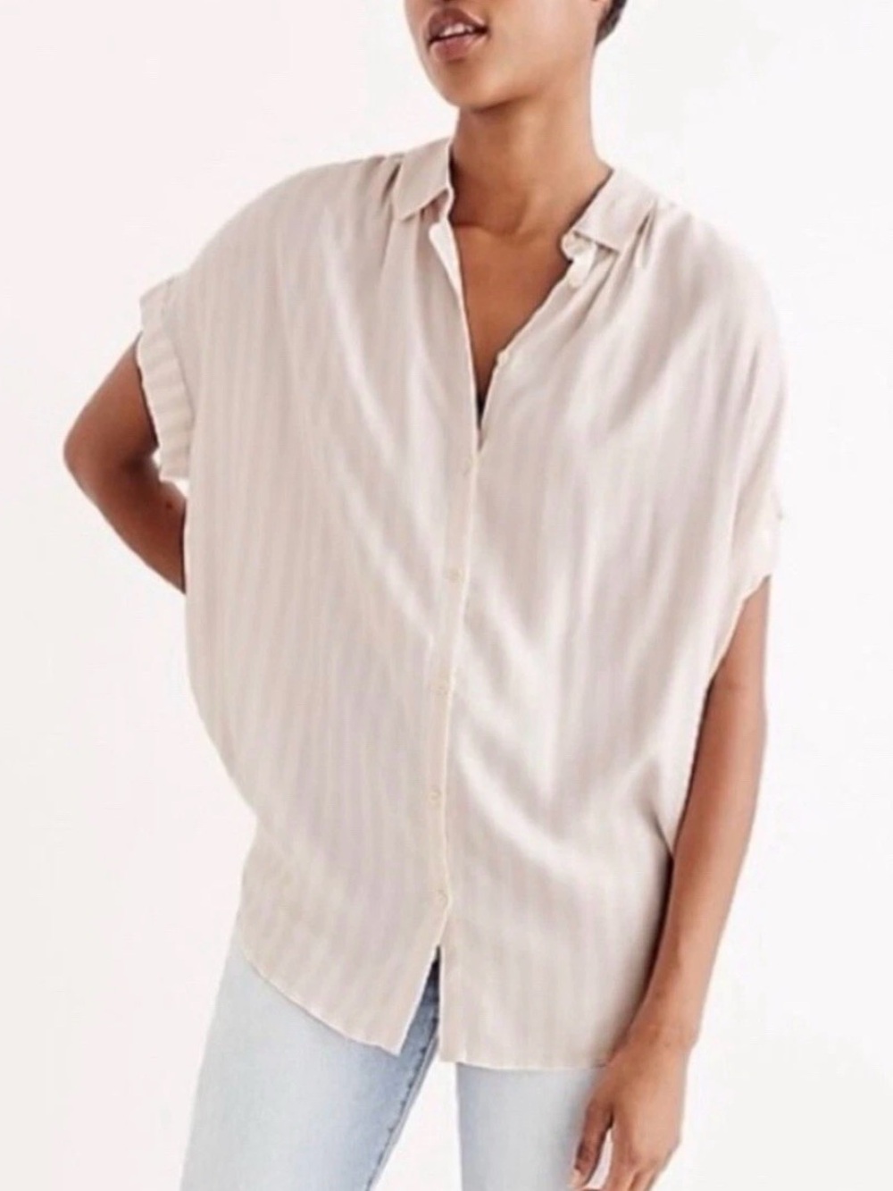 Madewell Light Pink & White Striped Button-Down Top